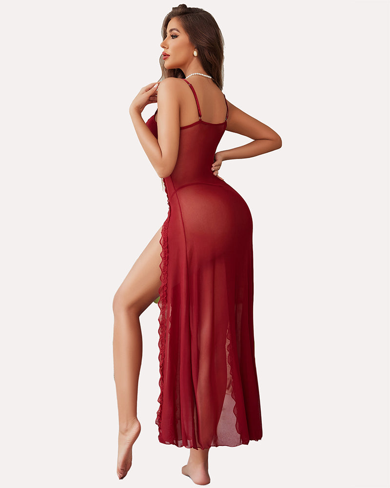 MidnightBloom™ Mesh Split Nightgown