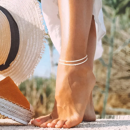 OceanGleam™ Layered Anklet Set