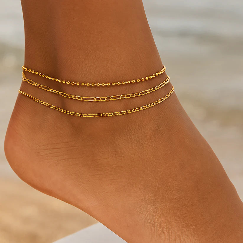 OceanGleam™ Layered Anklet Set