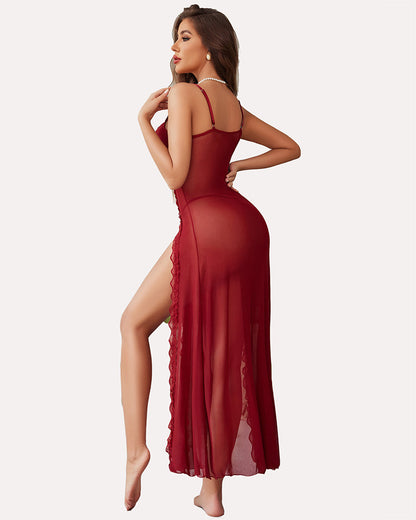 MidnightBloom™ Mesh Split Nightgown